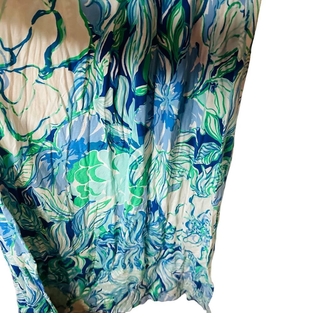 LILY PULITZER Women's Parigi Blue Teal Party Theme Tropical Maxi Dress Size XS - Picture 6 of 12